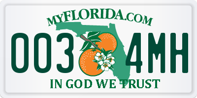 FL license plate 0034MH