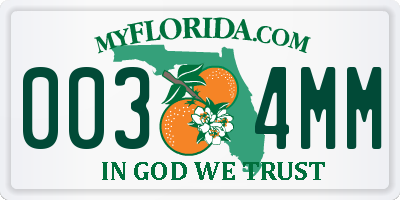 FL license plate 0034MM