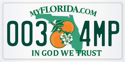 FL license plate 0034MP