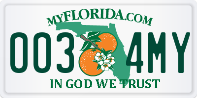 FL license plate 0034MY