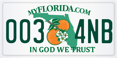 FL license plate 0034NB