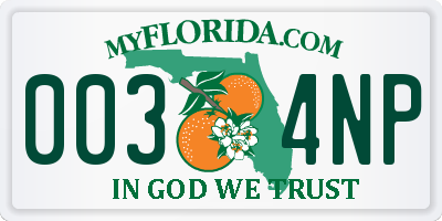 FL license plate 0034NP