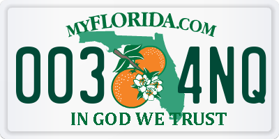 FL license plate 0034NQ