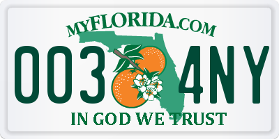 FL license plate 0034NY
