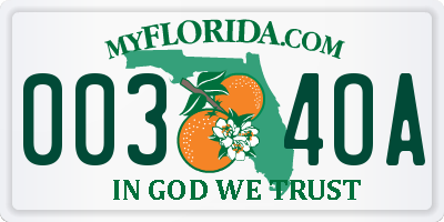 FL license plate 0034OA