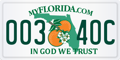 FL license plate 0034OC
