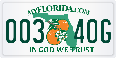 FL license plate 0034OG
