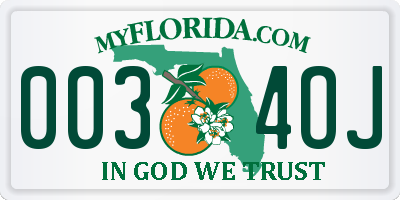FL license plate 0034OJ