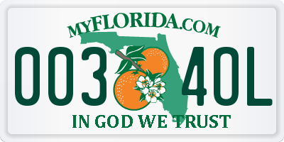 FL license plate 0034OL