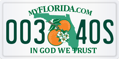 FL license plate 0034OS