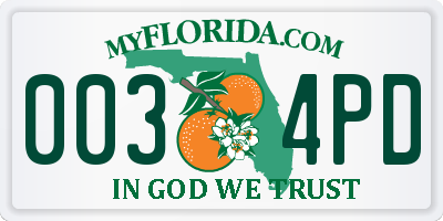 FL license plate 0034PD