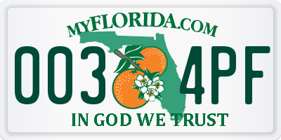 FL license plate 0034PF