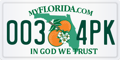 FL license plate 0034PK