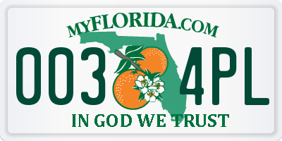FL license plate 0034PL