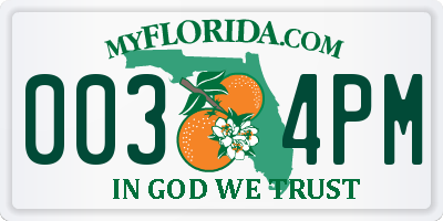 FL license plate 0034PM