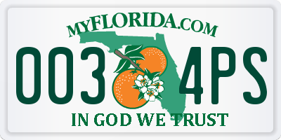 FL license plate 0034PS