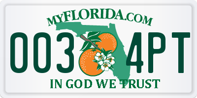 FL license plate 0034PT