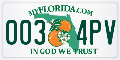 FL license plate 0034PV