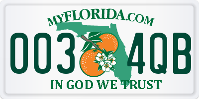 FL license plate 0034QB