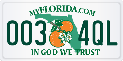 FL license plate 0034QL