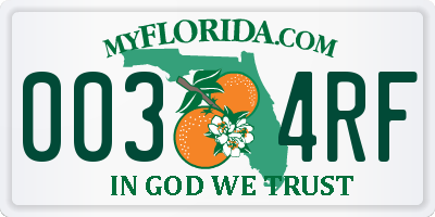 FL license plate 0034RF
