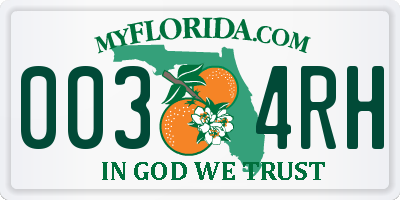 FL license plate 0034RH