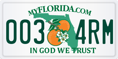 FL license plate 0034RM