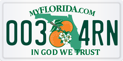 FL license plate 0034RN