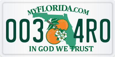 FL license plate 0034RO
