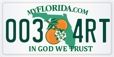 FL license plate 0034RT