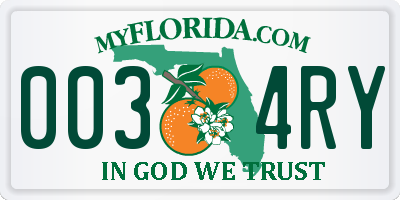 FL license plate 0034RY