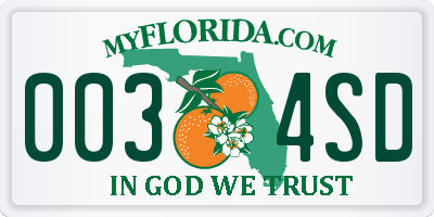 FL license plate 0034SD