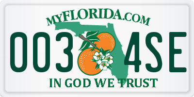 FL license plate 0034SE
