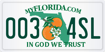 FL license plate 0034SL