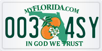 FL license plate 0034SY