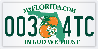 FL license plate 0034TC