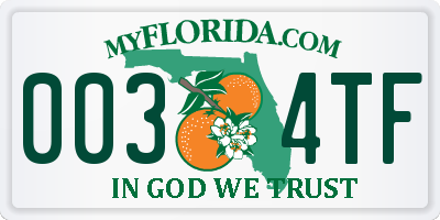 FL license plate 0034TF