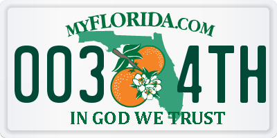 FL license plate 0034TH