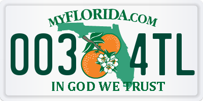 FL license plate 0034TL