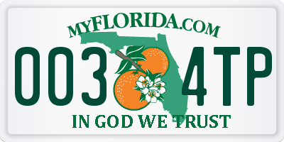 FL license plate 0034TP