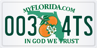 FL license plate 0034TS