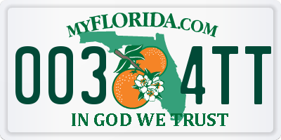 FL license plate 0034TT