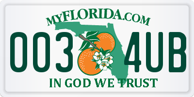 FL license plate 0034UB