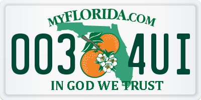FL license plate 0034UI