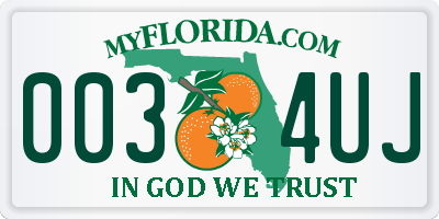 FL license plate 0034UJ