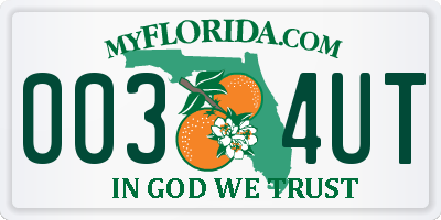 FL license plate 0034UT