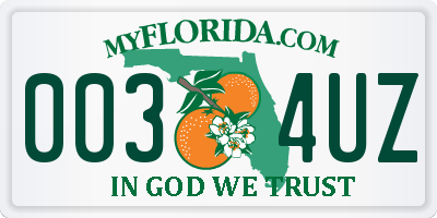 FL license plate 0034UZ