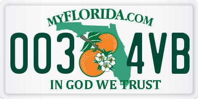 FL license plate 0034VB