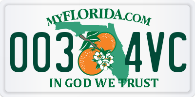 FL license plate 0034VC