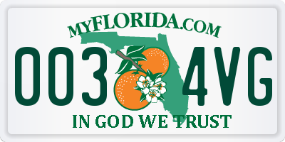 FL license plate 0034VG